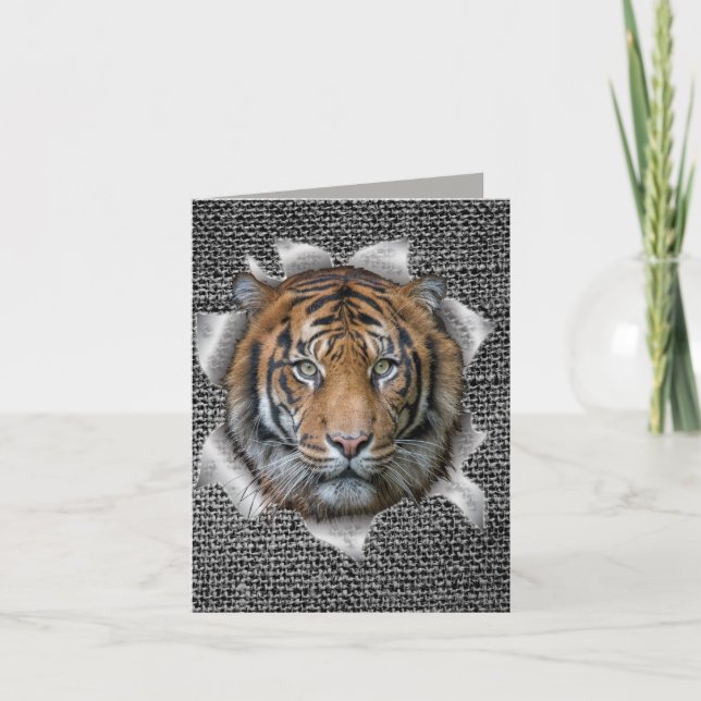 Wildlife Bengal Tiger Dressed up Joke Note Card (Front)