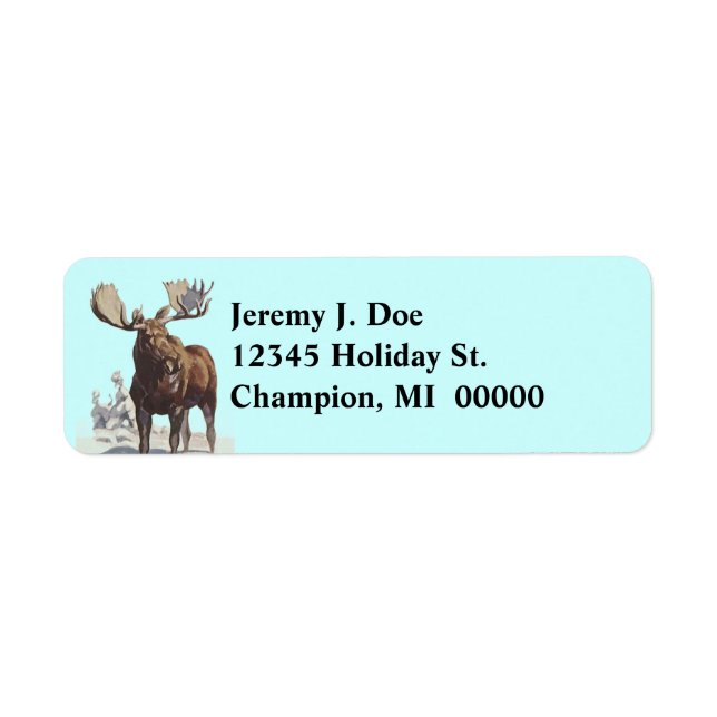 Wildlife Bull Moose Winter Return address Labels (Front)