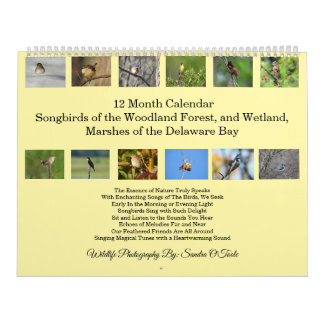 Wildlife Calendar, Songbirds, Wild Birds Calendar