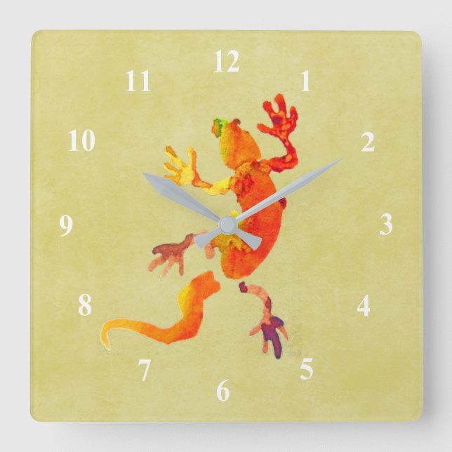 Wildlife eco gecko lizard reptile square wall clock (Front)