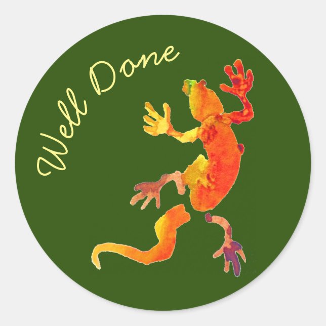 Wildlife eco gecko lizard reptile well done classic round sticker (Front)