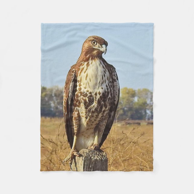 Wildlife, fleece blanket, birds, red tailed hawk (Front)
