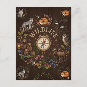 "Wildlife" Forest Adventure Illustration Holiday Postcard