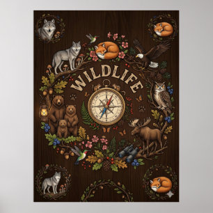 "Wildlife" Forest Adventure Illustration Poster