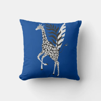 Wildlife Friendship - Giraffe Deep Blue Cushion
