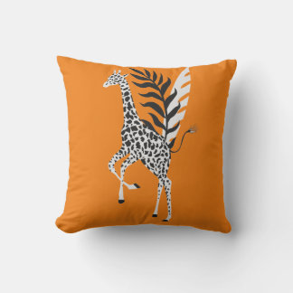 wildlife friendship - Orange Giraffe cushion