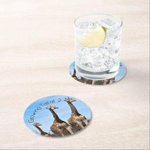 Wildlife Giraffe Birthday Round Paper Coaster