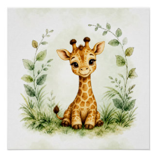Wildlife Giraffe Wall Art Nature Poster