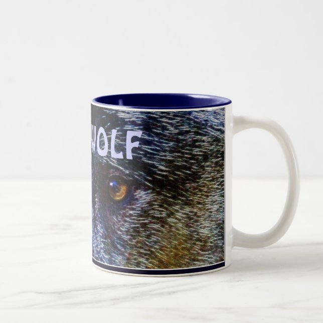 Wildlife Grey Wolf Animal-lover design Two-Tone Coffee Mug (Right)
