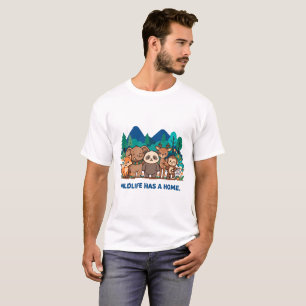 Wildlife Has A Home Cute Animal Forest Friends T-Shirt