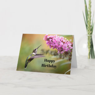 Wildlife Hummingbird Floral Photo Birthday Card