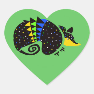 Wildlife -  I love Armadillos -Nature - Green Heart Sticker