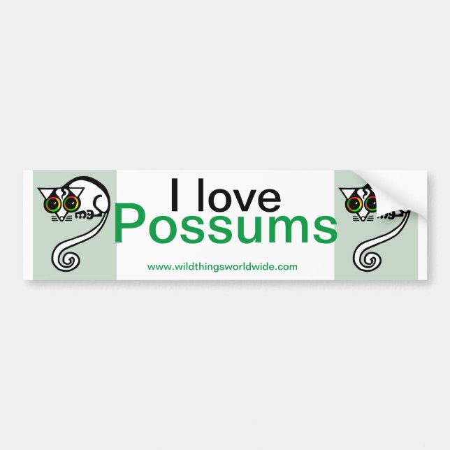 Wildlife - I love POSSUMS- Animal lover - Bumper Sticker (Front)