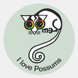 Wildlife - I love POSSUMS- Nature - Green Classic Round Sticker
