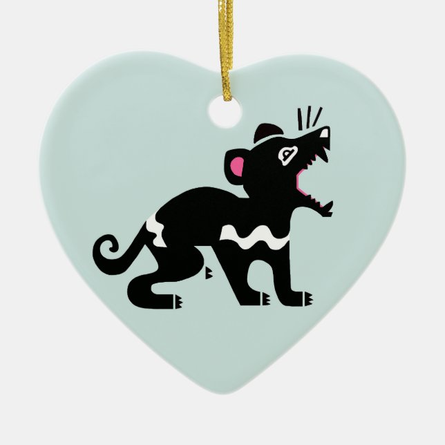 Wildlife - I love Tasmanian DEVILS -Heart Ceramic Ornament (Front)