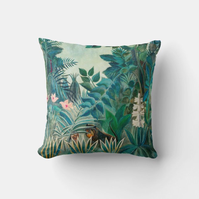 Wildlife in Tropical Jungle Painting Cushion (Front)