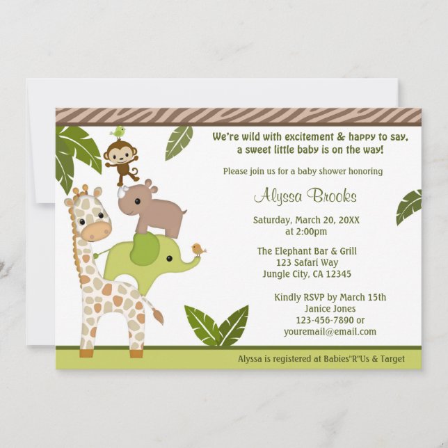 Wildlife Jungle MONKEY Baby Shower invitation WJC (Front)
