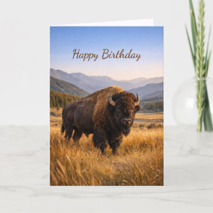 Wildlife Landscape American Bison Birthday Card