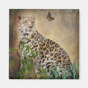 Wildlife Leopard Butterfly Warm tones Magnet