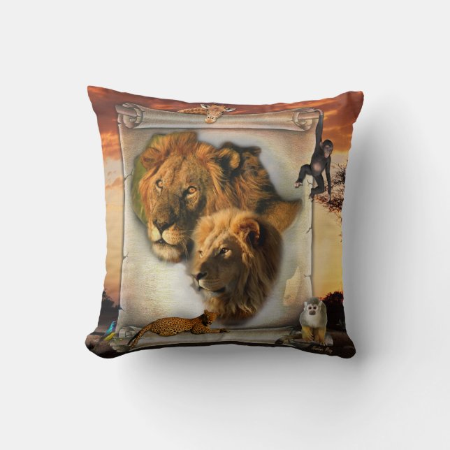Wildlife Lions from Africa Cushion (Front)