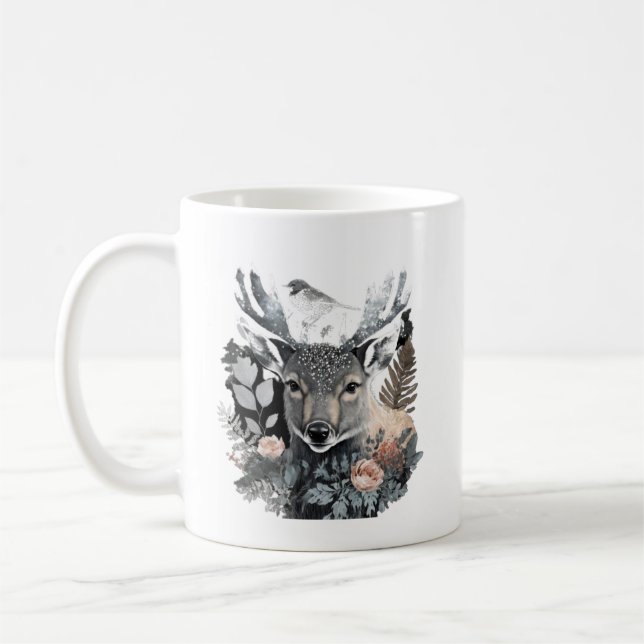 Wildlife Lovers Bird and Deer Mug (Left)
