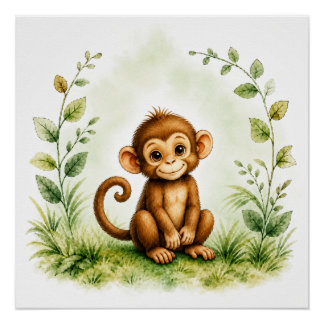 Wildlife Monkey Wall Art Nature Poster