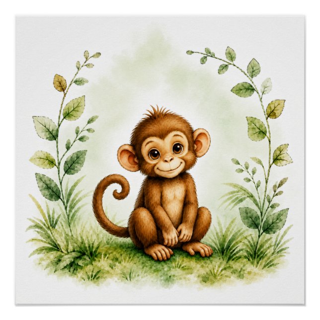 Wildlife Monkey Wall Art Nature Poster (Front)