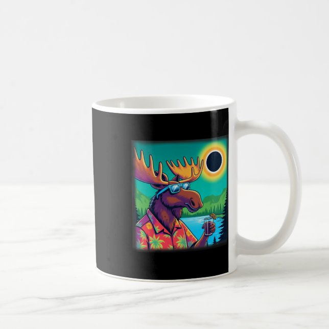 Wildlife Moose Watching Solar Eclipse  Coffee Mug (Right)