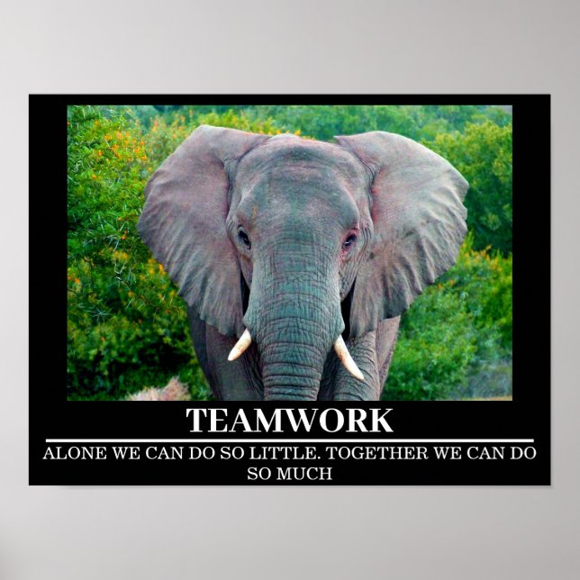 Wildlife Motivational Posters Elephant Teamwork (Front)