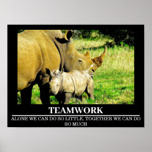 Wildlife Motivational Posters Rhinos Teamwork