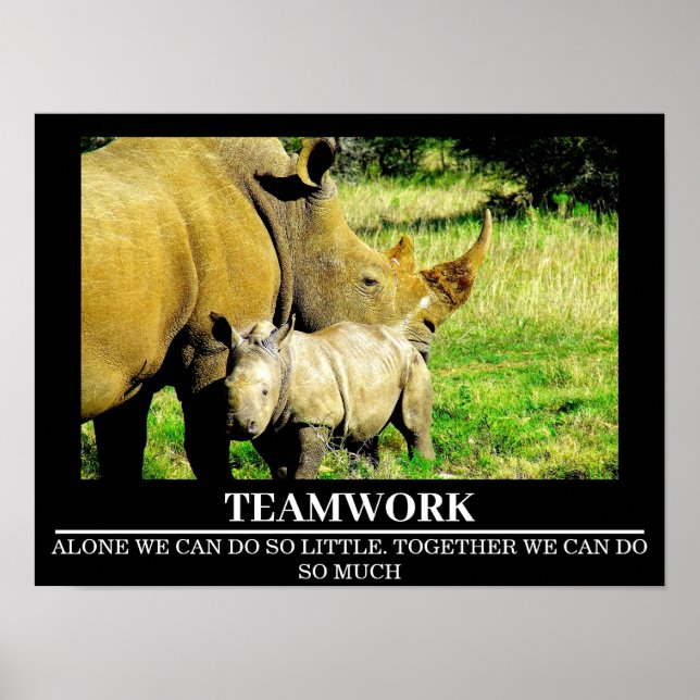 Wildlife Motivational Posters Rhinos Teamwork (Front)