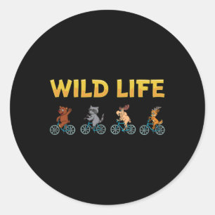 Wildlife Mountain Biking Shirt For Kids And Outdoo Classic Round Sticker
