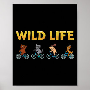 Wildlife Mountain Biking Shirt For Kids And Outdoo Poster