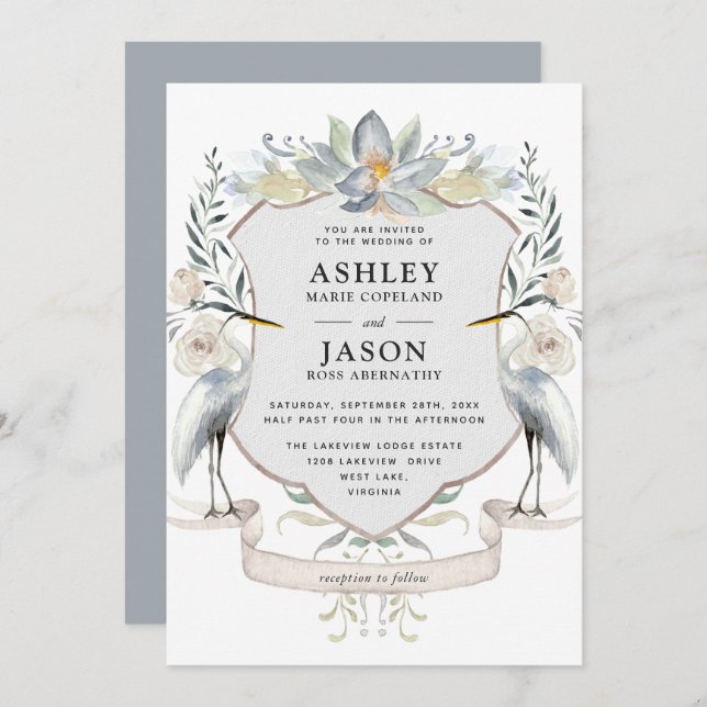 Wildlife Nature Inspired Lake Wedding Invitation (Front/Back)