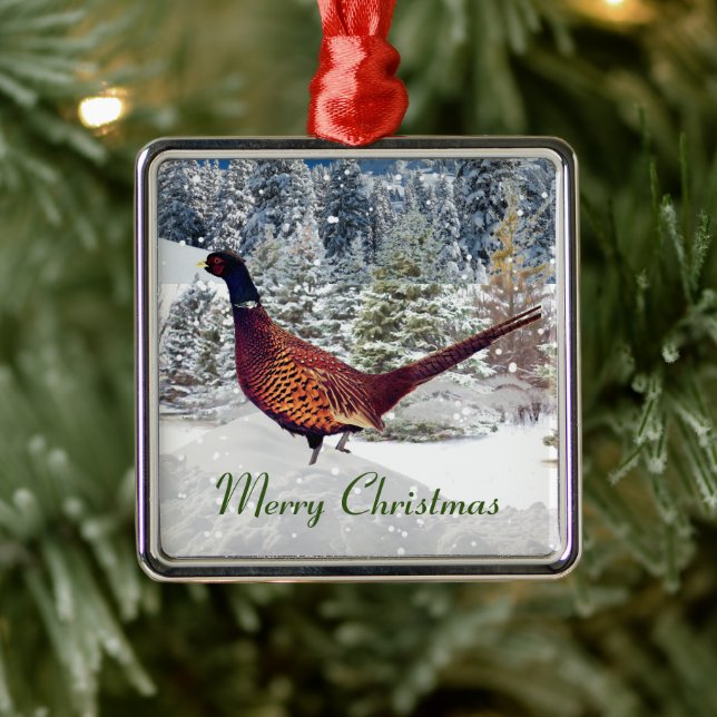 Wildlife / Nature Pheasant in Winter Christmas  Metal Ornament (Tree)