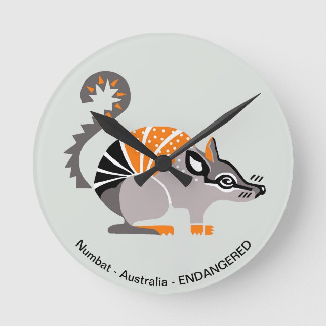 Wildlife  - NUMBAT - Endangered species- Australia Round Clock (Front)