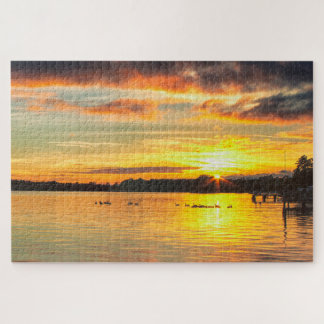 Wildlife on the Lake Sunset Jigsaw Puzzle