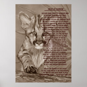 wildlife painting of cougar kitten with poem  poster