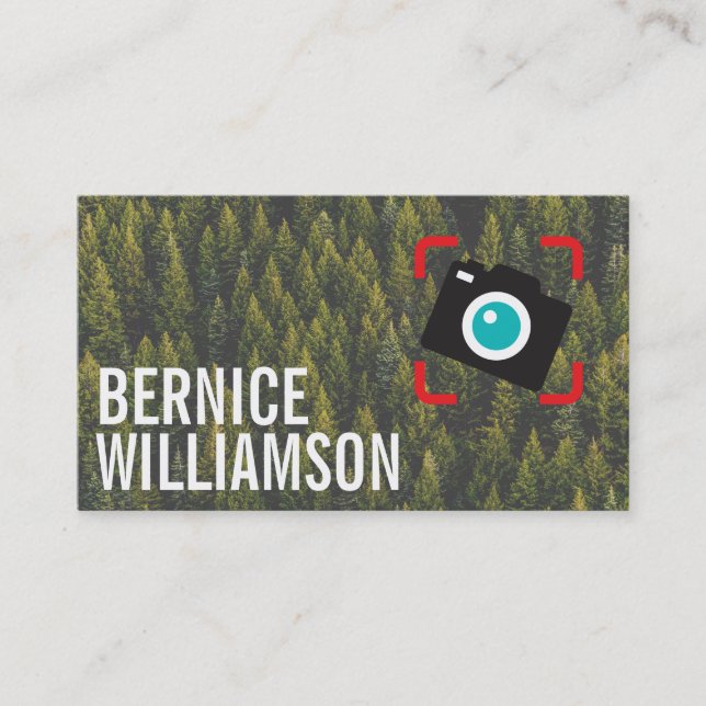 Wildlife Photographer | Forrest | Camera Icon Business Card (Front)