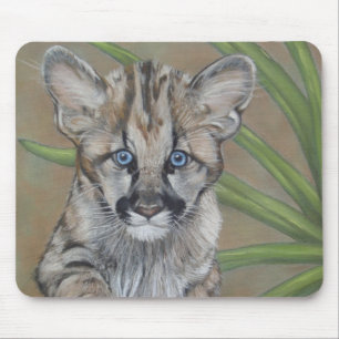 wildlife picture of big cat cougar kitten mouse pad