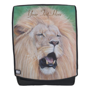 wildlife picture of Lion roaring big cat Backpack