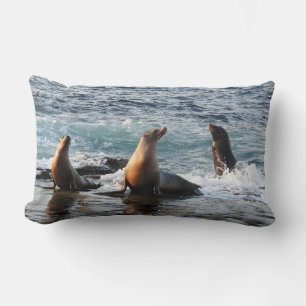 Wildlife pillow, California sea lion, nature Lumbar Cushion