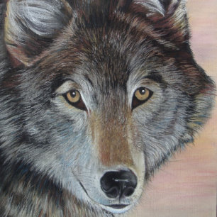 wildlife portrait painting of grey wolf jigsaw puzzle