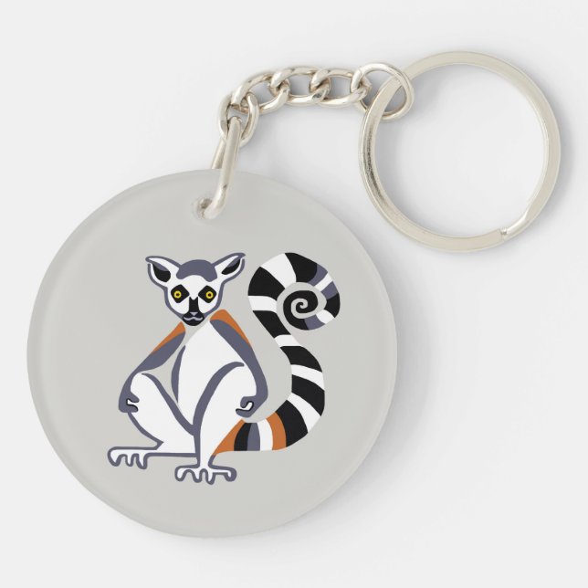 Wildlife -Ring-tailed LEMUR - Endangered animal -  Key Ring (Back)