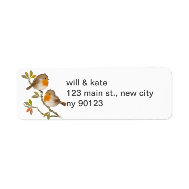 Wildlife Robin Bird Return Address Labels (Front)