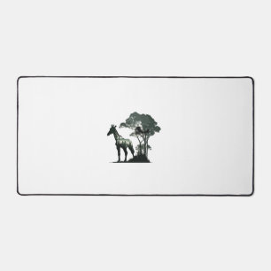 Wildlife Safari Adventure - Giraffe in Forest Desk Mat