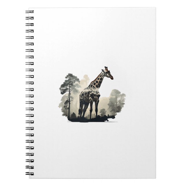 Wildlife Safari Adventure - Giraffe in Forest  Notebook (Front)
