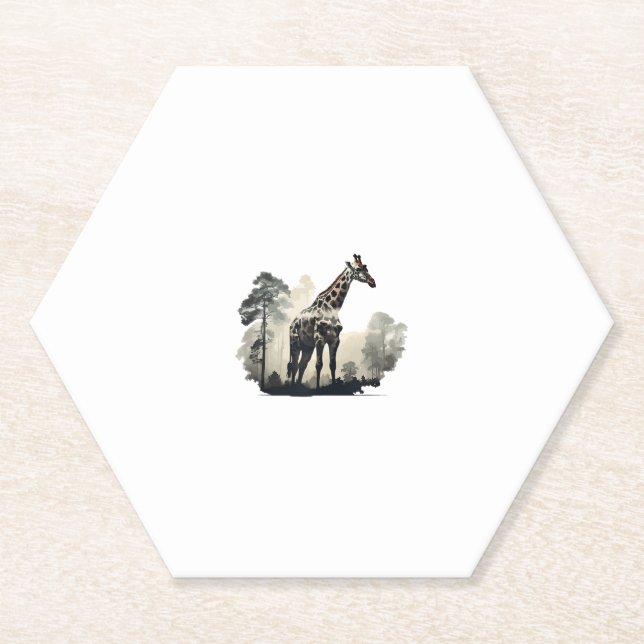 Wildlife Safari Adventure - Giraffe in Forest  Paper Coaster (Front)