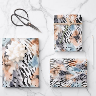 Wildlife Safari Animals Furs Prints Patterns Wrapping Paper Sheet