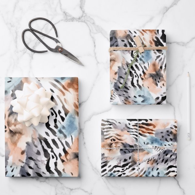 Wildlife Safari Animals Furs Prints Patterns Wrapping Paper Sheet (Front)